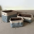 thumbnail image 4 of Collapsible Storage Basket Bins, Decorative Foldable Rectangular Linen Fabric Storage Box Cubes Containers with Handles- Large Organizer For Nursery Toys,Kids Room,Towels,Clothes, Brown,15Lx10Wx5H, 4 of 7