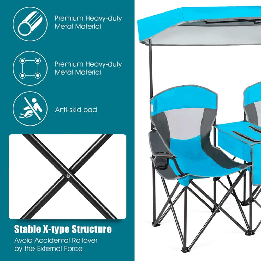 Aimee Lii Portable Folding Camping Canopy Chairs with Cup Holder, Comfy Camping Chairs, Blue Aimee Lii Portable Folding Camping Canopy Chairs with Cup Holder, Comfy Camping Chairs, Blue