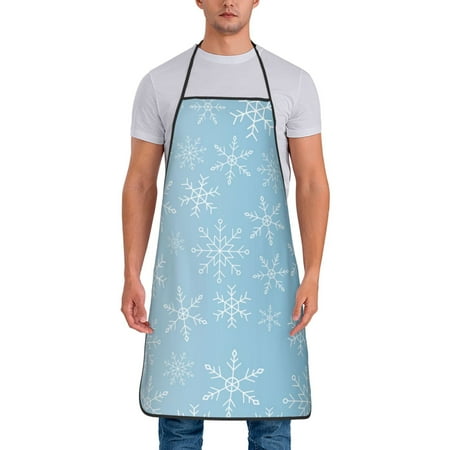 

Xecao Snowflake Snowing Print Funny BBQ Chef Aprons for Men Women Adjustable Kitchen Cooking Aprons with Pocket Waterproof Oil Proof No Pilling Fading