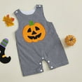 thumbnail image 2 of Gelikeya Halloween Baby Clothes Pumpkin Print Sleeveless Jumpsuit Bodysuit Boys Girls Toddler Rompers (Black, 12-18 Months), 2 of 6