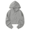 thumbnail image 2 of ZZwxWA Women's Drawstring Cropped Hoodie Casual Hoodies for Women Workout Crop Tops Sweatshirt Long Sleeve Crop Top Online Shopping, 2 of 5