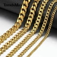 thumbnail image 2 of 3/5/7/9/11mm Gold Plated Stainless Steel Curb Cuban Chain Necklace Bracelet Gift, 2 of 9