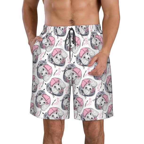 Fotbe Poodle Dog Trajes de Baño Estampados para Hombre, Shorts de Verano de Secado Rápido, Ropa de Playa, Bañadores-Medium