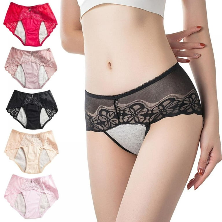 5 Pack Womens Sexy Underwear Lace Panties Middle Waisted Plus Size