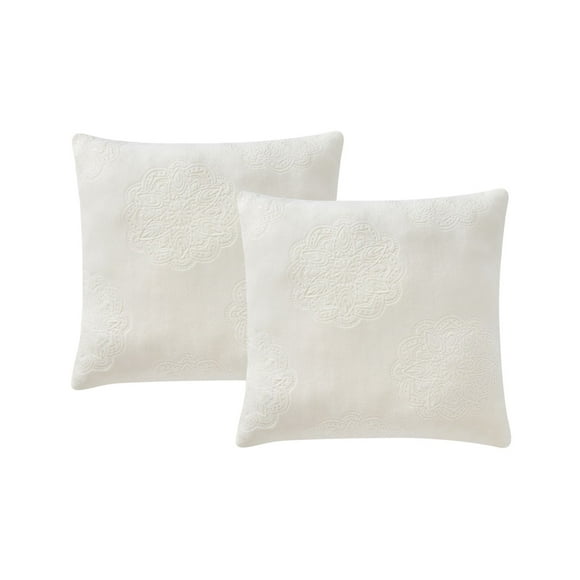 Morgan Home 2pk 18″ Square Textured Decorative Pillows, Ivory