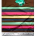 thumbnail image 3 of oneOone Cotton Silk Fabric Stripe & Floral Panel Printed Fabric 1 Yard 42 Inch Wide, 3 of 3