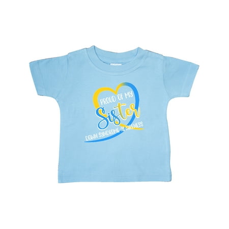 

Inktastic Proud of my Sister Down Syndrome Awareness Heart Ribbon Gift Baby Boy or Baby Girl T-Shirt