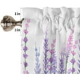thumbnail image 5 of Kitchen Curtains and Valances Set, Lavender Summer Purple Flower Floral Short Rod Pocket 3 Pieces Window Curtain Set for Bedroom, Bathroom, 36 Inch Long, 5 of 5