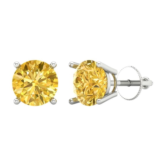 Clara Pucci 3Ct Natural Citrine Round Cut VVS1 Screw Back Stud 18k Solid hypoallergenic Gold Designer Earrings For November