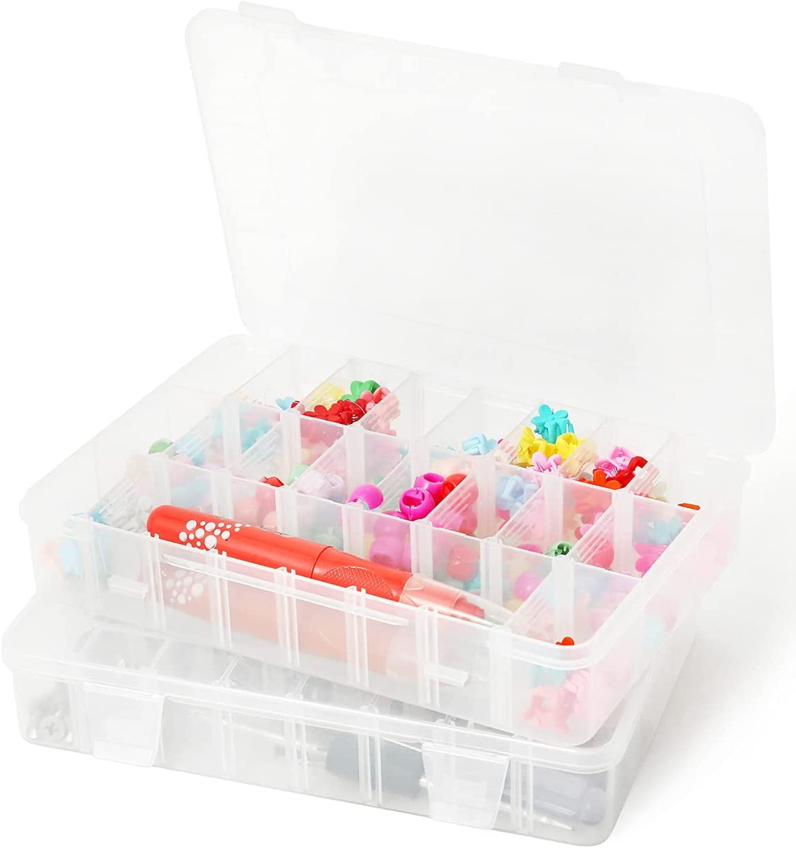 2pack 18 Grids Clear Plastic Organizer Box Storage Container with