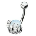 thumbnail image 4 of Stainless Steel Navel Rings Skull Hand Holding Natural Stone Belly Rings Versatile Belly Button Rings Party Accessories, 4 of 6