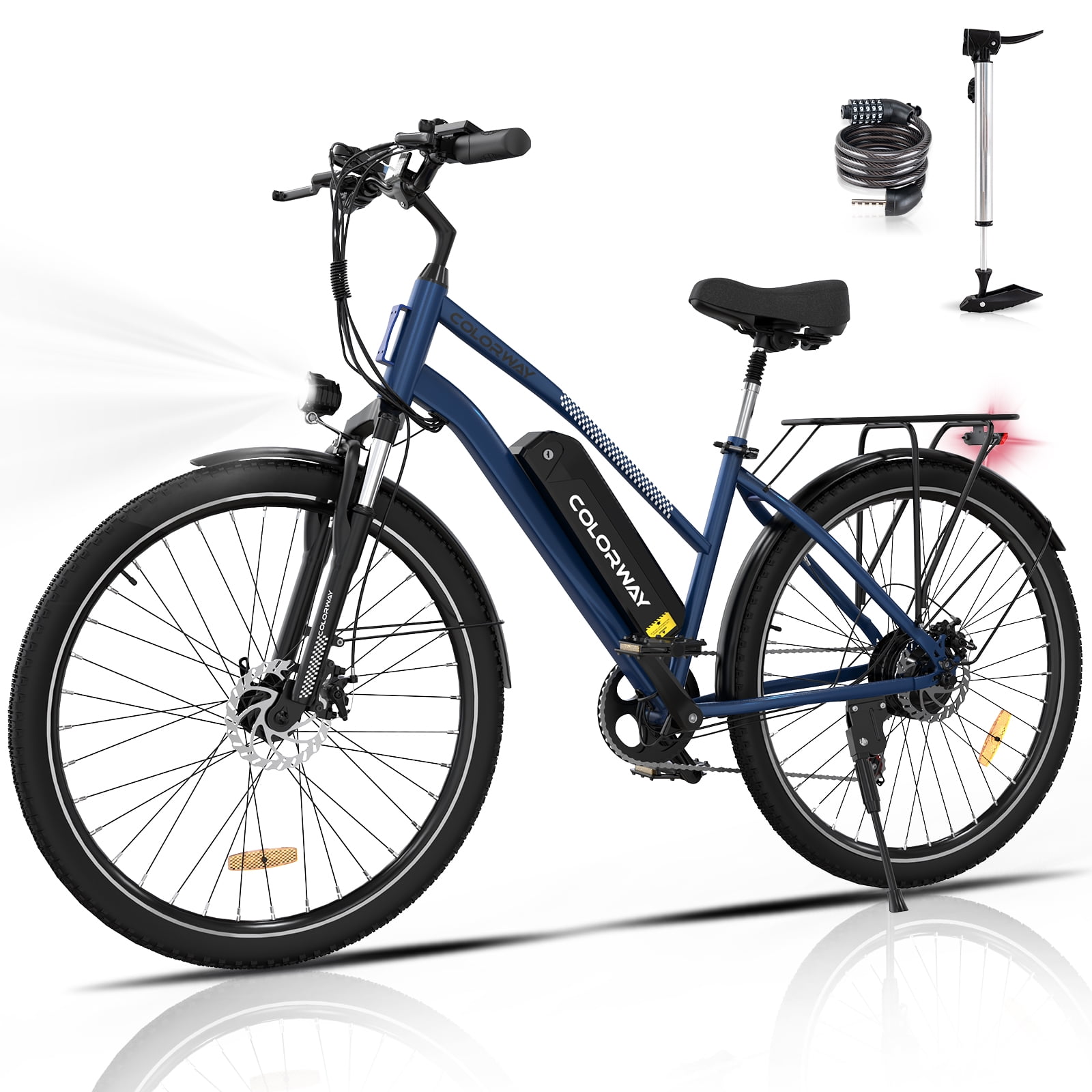 COLORWAY 500W Electric Bike, 28" Electric Bicycle, 36V/12Ah E Bike with 7 Speeds BK27M City bike UL2849