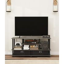TV Stand for TVs up to 55 inches, Entertainment Center with Open Storage Shelves, Modern TV Console for Living Room, Grey