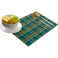 thumbnail image 2 of Christmas Placemats Set of 4, Green Buffalo Plaid Check Placemat for Dining Table Decorations, Cotton Linen Checkered Place Mats, Xmas Table Mats for Kitchen Dinner Holiday Party Decor Gift, 2 of 5