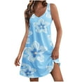 thumbnail image 2 of Njoeus Women's Summer Comfort T Shirt Dress Pocket Cute Floral Dress Sleeveless V-Neck Tank Sundress Beach Cover Up S-XXL, 2 of 7