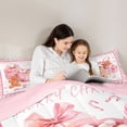 thumbnail image 5 of Feelyou Xmas Gingerbread Man Queen Comforter Set, Pink Buffalo Bedding Comforter Set, 3pcs, 5 of 8