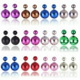 thumbnail image 2 of U8MO 10 Pairs Metallic Color Acrylic Double Side Front and Back Post Ear Stud Earring-Metallic Coffee, 2 of 8