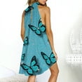 thumbnail image 5 of Summer Dresses for Women 2022, Halter Neck Dresses for Women Knee Length Floral Casual Summer Mini Dresses Sleeveless Irregular Hem Sun Short Dress, 5 of 7