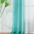 thumbnail image 5 of Junvictex Teal Ombre Chiffon Sheer Window Scarf Valance Curtains 18ft for Living Room,52"Wx216"L Long Crinkle Soft Top Sheer Voile Valance,1 Panel, 5 of 7