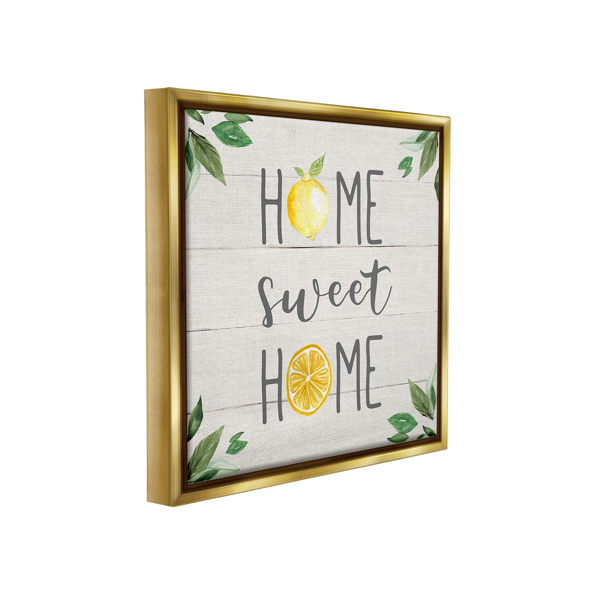 Stupell Industries Sweet Home with Lemons Food & Beverage Painting Gold Floater Framed Canvas Art Print Wall Art, 25 x 25