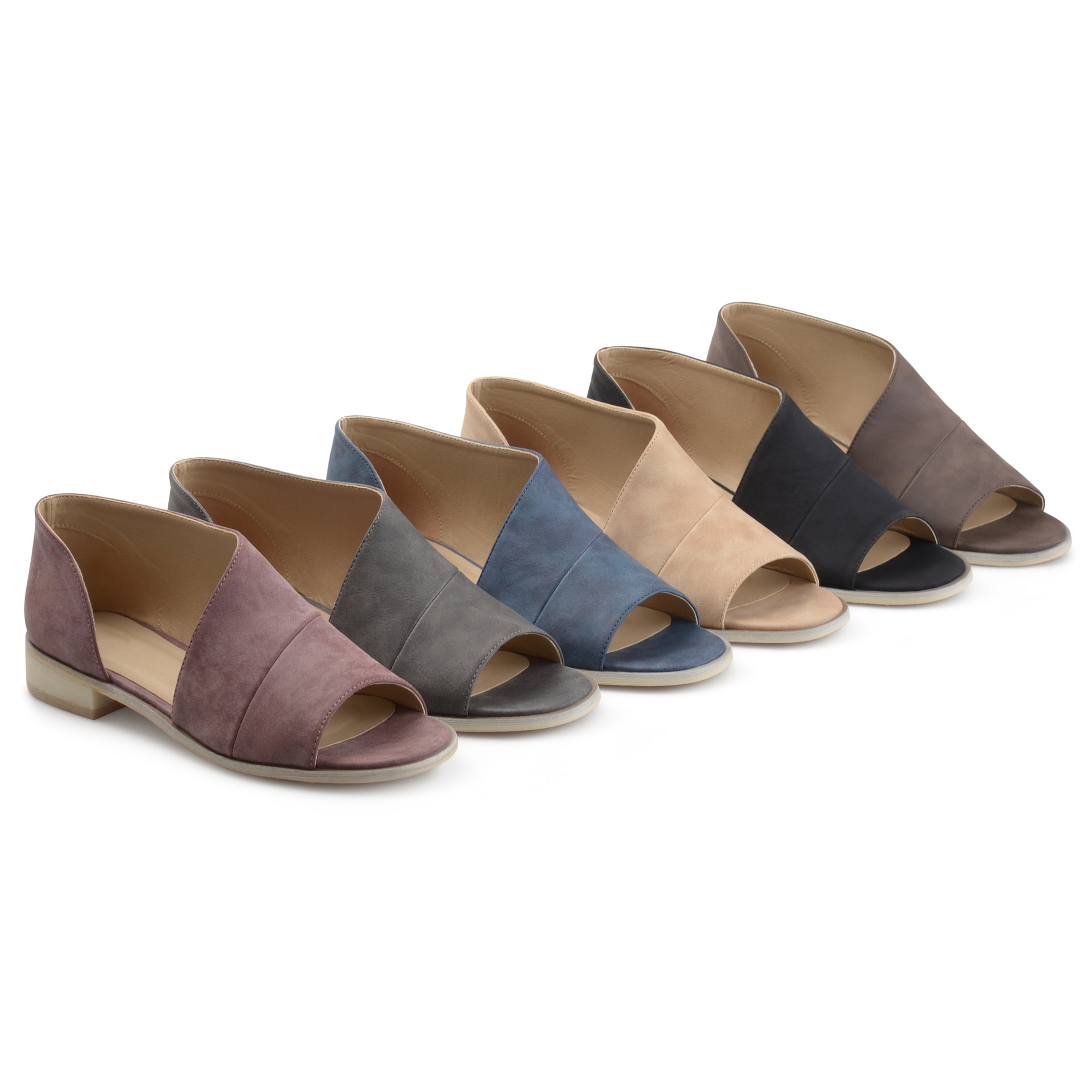 asymmetrical leather flats