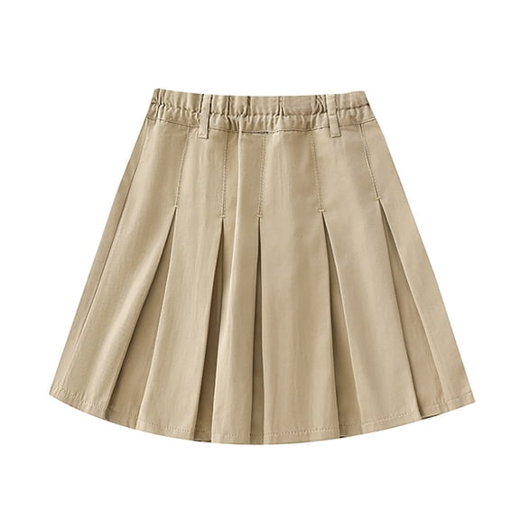 DHFJKG Gilrs Uniform Pleated Skirts With Built In Shorts Solid Color Skorts Casual A Line Skater Sport Stylish Skirt