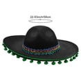 thumbnail image 3 of Hsqqdc Mexican Sombrero Hat with Pom Pom Edging, Felt Wide Brim Matador Hat for Party,Daily Use, 3 of 7