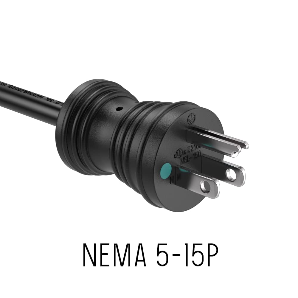 Cable Leader 10ft NEMA 5-15P to C13 Hospital Grade Power Cord 16 AWG, Black