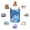 thumbnail image 6 of Circular Hamper Single Layer Laundry Basket Storage Basket Waterproof Single Layer Fabric With Handle Pe Support Strip Steelblue Marble_1 Small, 6 of 8