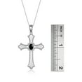 thumbnail image 4 of RYLOS Necklace Sterling Silver 925 Cross Necklace Gemstone &  Diamonds Pendant With 18" Chain 6X4MM Cabochon Onyx October Birthstone Womens Jewelry Silver Necklace, 4 of 8