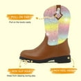 thumbnail image 3 of Kids Western Boots Girls Cowgirl Boots Unisex-Child Mid Calf Glitter Toddler Cowboy Boot Little Big Kids Western Riding Shoes, 3 of 5