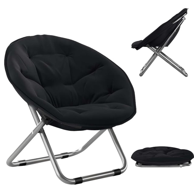 MOONPAI Silla Platillo Grande,Individual Plegable,Sillas Plegables de Sala,76 CM * 52 CM,Silla para Uso Exterior e Interior, de jardín, Silla de Playa, Campamento, Sala o recamara (Negro)