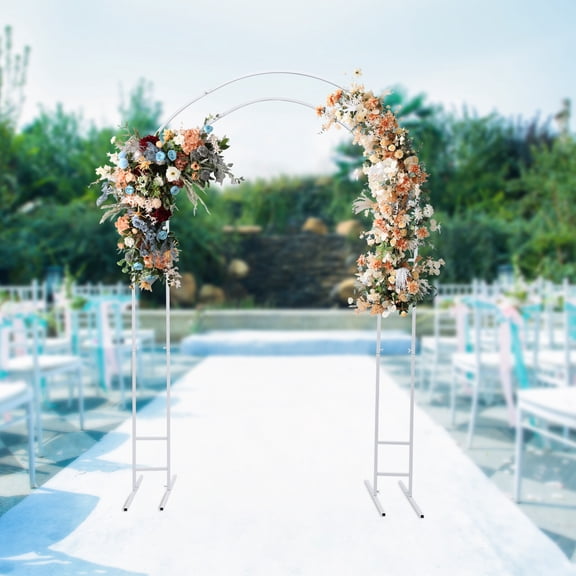 ToppiJoy 16mm Tube Arch Stand, Metal Wedding Arch, Sturdy Balloon Backdrop Stand for Garden, Yard, Indoor Outdoor Party, Birthday 4.9ft*7.2ft(White)