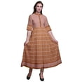 thumbnail image 1 of Bimba Orange Geometric Tie-Dye Long A Line Anarkali Dress For Women Classic Printed Indian Kurtis Tunic-X-Large, 1 of 5