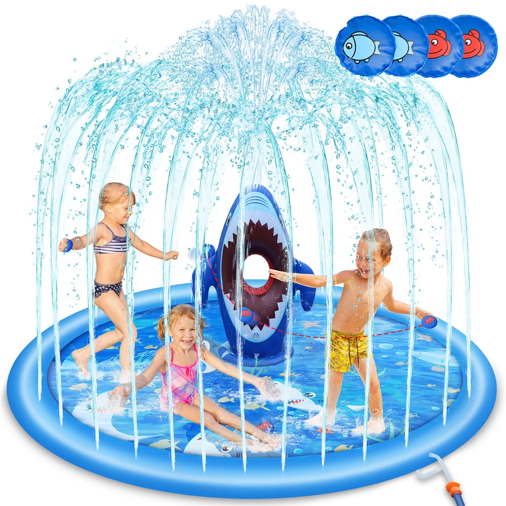 Details about   68" Sprinkle Splash Play Mat Kiddie Sprinkler Baby Shallow Pool Water Toy Blue 