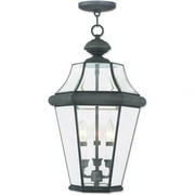 2365-07-Livex Lighting-Georgetown - 3 Light Outdoor Pendant Lantern in Traditional Style - 13 Inches wide by 21 Inches high-Bronze Finish