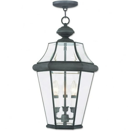 2365-07-Livex Lighting-Georgetown - 3 Light Outdoor Pendant Lantern in Traditional Style - 13 Inches wide by 21 Inches high-Bronze Finish