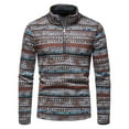 thumbnail image 1 of EGNMCR Pull Col Roulé pour Hommes, Style Ethnique Demi-Zip Décontracté Col Montant Pull pour Hommes Men Sweater, 1 of 9
