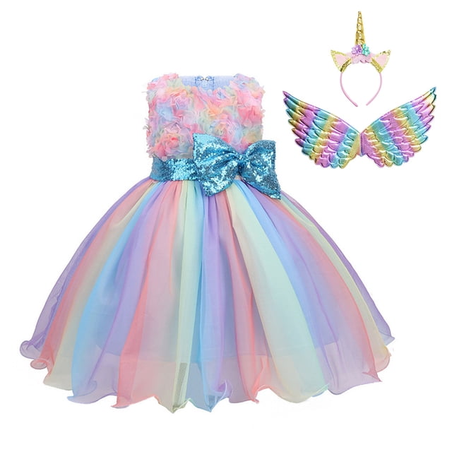 Tendencia de moda Unicornio Lindo Lazo Ropa para niños Ropa de princesa Malla Regalo del día de las niñas Ropa