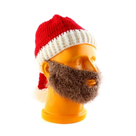 Winter Christmas Crochet Beard with Knitted Beanie Hat Santa Costumes Warm Ski Cap