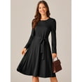 thumbnail image 3 of DARING DIVA Puff Long Sleeve Tie Waist Knee Length Dress XL Black, 3 of 6