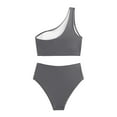 thumbnail image 5 of RUTAYY Swimwear Women Solid Color Pleated Bikini Set Belly Cinching 2PCS Swimsuit Shoulder Split Swimsuit Seaside Beachwear, 5 of 6