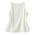 thumbnail image 2 of FDGIU Women's 2025 Summer V Neck Tank Tops - Sleeveless Flowy Blouse with Curved Hem, 2 of 6