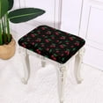 thumbnail image 3 of Xoenoiee Black Cherry Print Vanity Stool Cover, Saddle Bar Stool Slipcover, Bench Seat Protector, (14"- 20") L x (10"- 14") W, for Family Gathering Potluck, 2 Pack, 3 of 6