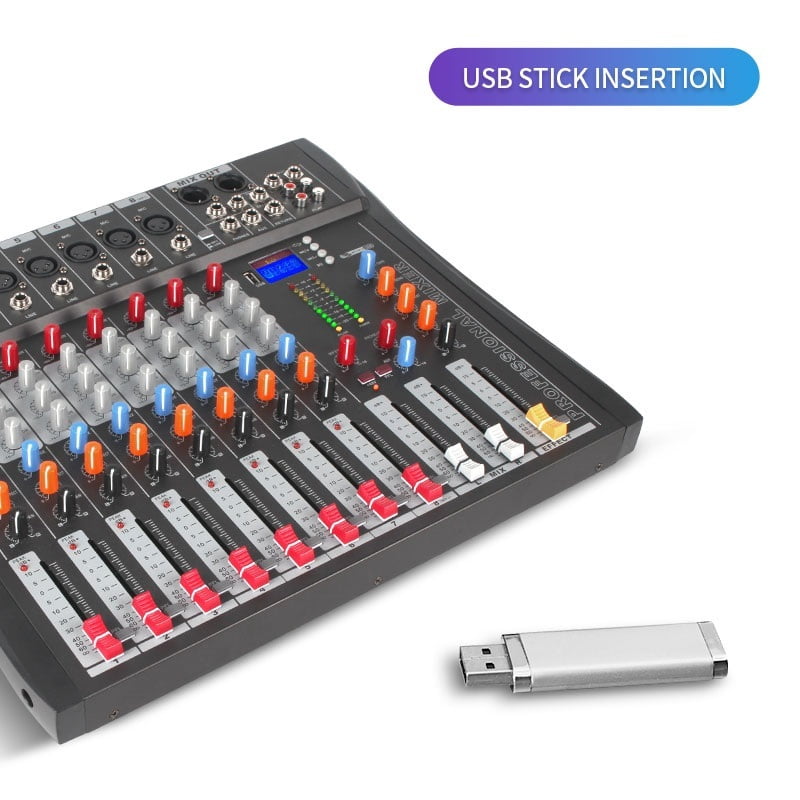 8 Channel Professional DJ Mixer Console Digital Stage Sound Equipment with Fader Controller