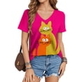 thumbnail image 2 of Ankishi Cat T Shirts for Women V Neck Cute Printed T Shirts Loose Fit Basic Tops Short Sleeve for Everyday Wear, 2 of 7