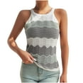 thumbnail image 2 of PNTUTB Women's Fashion Color Block Openwork Crew Neck Pullover Casual Comfortable Sleeveless Knit Tops, 2 of 6