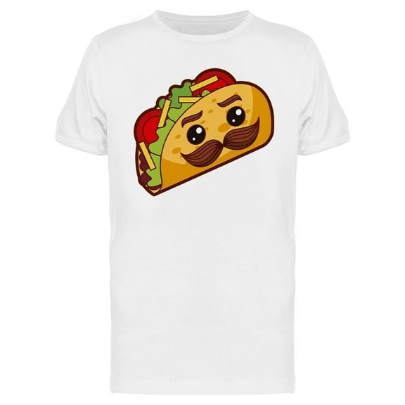Taco With Mustache Kawaii T-Shirt Men -Image by Shutterstock, Male Large