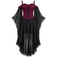 thumbnail image 2 of aohooy Halloween Dress for Kids Girl Corset Gothic Party Dress Renaissance Off Shoulder Lace Bell Sleeve High Low Midi Dresses Wine,7 Years, 2 of 9