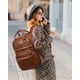 thumbnail image 2 of Mochila para portátil LOVEVOOK Vintage PU 15.6 pulgadas impermeable marrón, 2 of 8